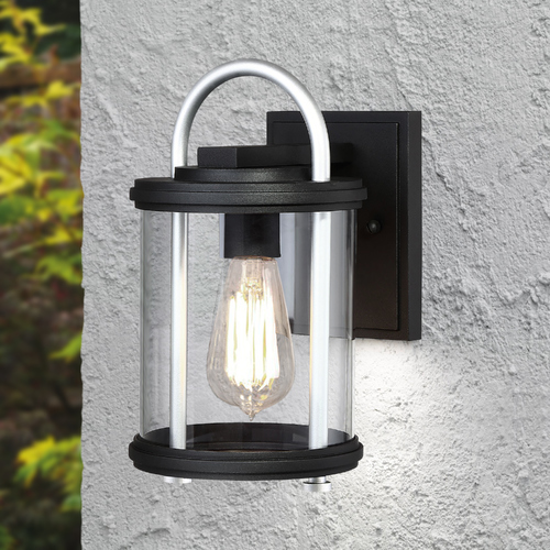 Keyser Black with Silver Accent Outdoor Wall Light by Minka Lavery