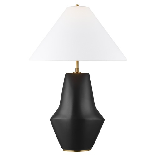 Visual Comfort Studio Collection Kelly Wearstler Contour Coal LED Table Lamp with Coolie Linen Shade by Visual Comfort Studio KT1221COL1