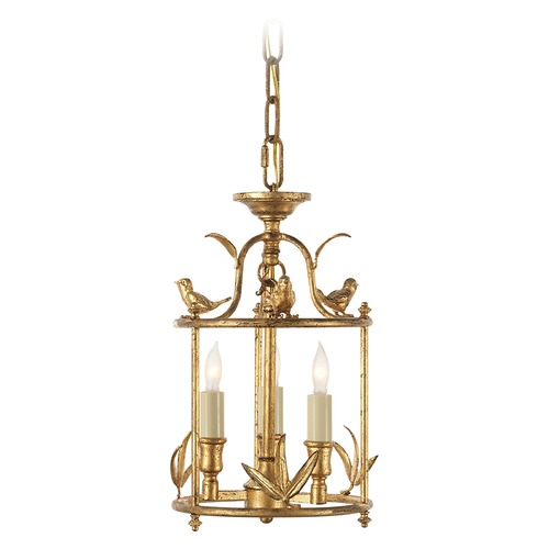 Visual Comfort Signature Collection E.F. Chapman Diego Bird Lantern in Gilded Iron by Visual Comfort Signature CHC3109GI