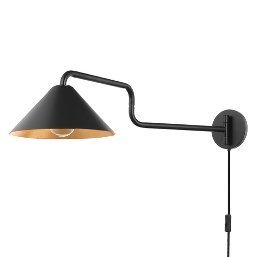 Mitzi by Hudson Valley Mitzi Cecelia Gold Leaf Black Single Wall Sconce HL629201-GL/SBK