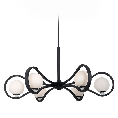 Kalco Lighting Elliptical Matte Black LED Pendant Light with Globe Shade