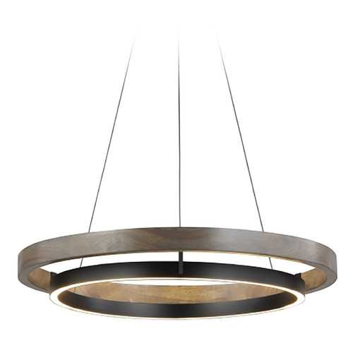 Grace 30-Inch LED Chandelier in Black & Weathered Oak by VC Modern