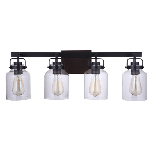 Foxwood Flat Black & Dark Teak Bathroom Light by Craftmade Lighting