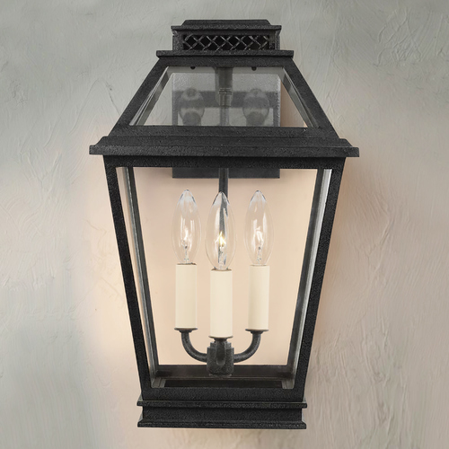 Chapman & Meyers 16-Inch Falmouth Dark Weathered Zinc Outdoor Wall Lantern by Visual Comfort Studio