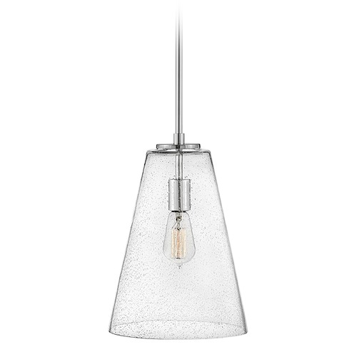 Hinkley Vance 10-Inch Pendant in Polished Nickel with Conical Seeded Glass 41044PN