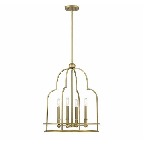 Diplomat 4-Light Pendant in Warm Brass by Savoy House