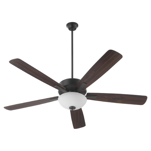 Ovation Matte Black LED Ceiling Fan with Light by Quorum Lighting
