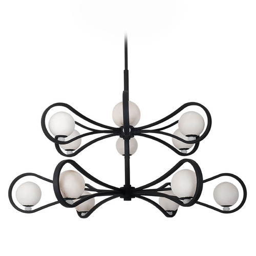 Kalco Lighting Elliptical Matte Black LED Pendant Light with Globe Shade