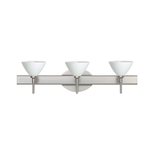 Modern Bathroom Light White Glass Satin Nickel by Besa Lighting