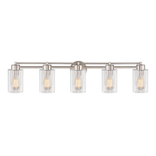 Seeded Glass Bathroom Light Satin Nickel 5 Lt