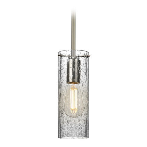 Besa Lighting Besa Lighting Juni Satin Nickel LED Mini-Pendant Light with Cylindrical Shade 1TT-JUNI10CL-EDIL-SN