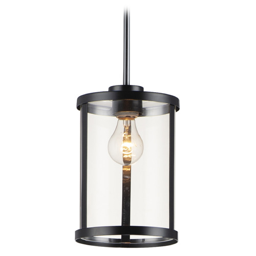 Maxim Lighting Sentinel Black Mini-Pendant Light with Cylindrical Shade