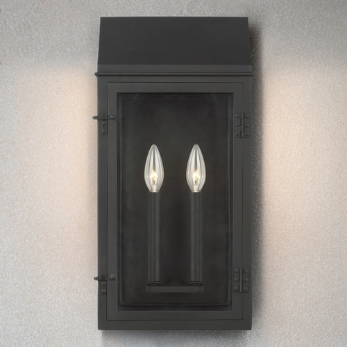 Chapman & Meyers Hingham 20-Inch Tall Textured Black Outdoor Wall Light by Visual Comfort Studio