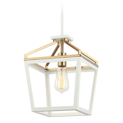 Matteo Lighting Mavonshire White & Aged Gold Brass Mini-Pendant Light