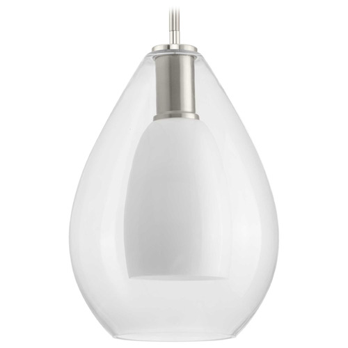 1-Light Pendant from the Carillon Collection in Brushed Nickel Finish