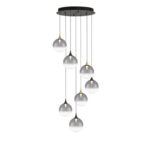 Lissa 7-Light Multi-Light LED Pendant in Gold & Black by Eurofase