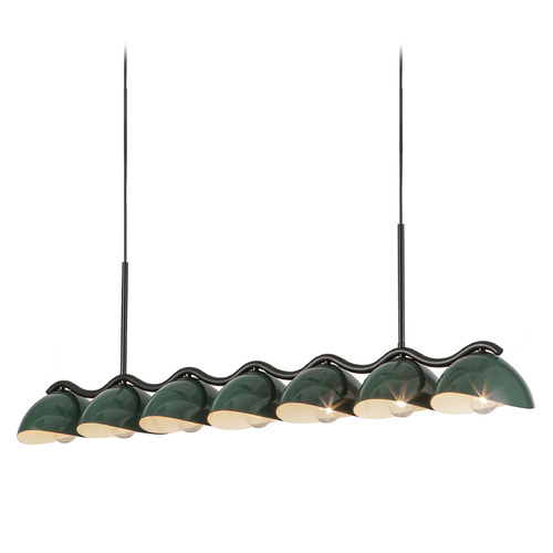 Kuzco Lighting Atlas Black & Pine Green Island Light with Bowl / Dome Shade
