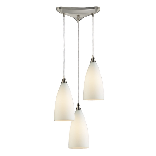 Elk Lighting Modern Multi-Light Pendant Light with White Glass and 3-Lights 2580/3