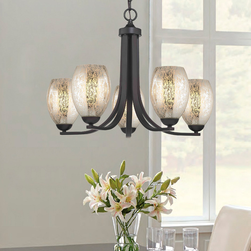 Design Classics Lighting Dalton 5-Light Chandelier in Neuvelle Bronze with Oblong Mercury Glass 584-220 GL1034-MER