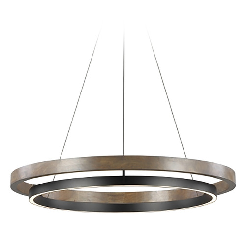 Grace 36-Inch LED Chandelier in Black & Oak by Visual Comfort Modern