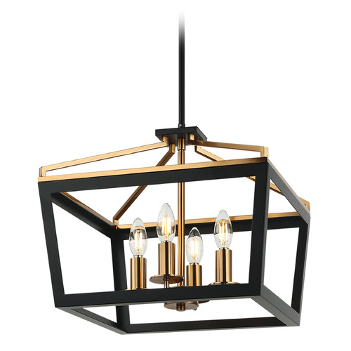 Matteo Lighting Mavonshire Black & Aged Gold Brass Pendant Light