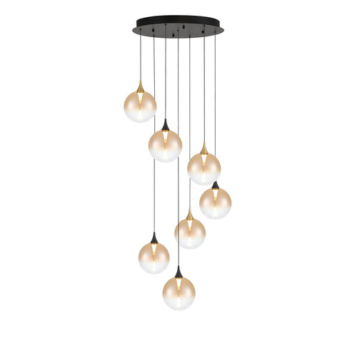 Eurofase Lighting Lissa 7-Light Multi-Light LED Pendant in Gold & Black by Eurofase 48930-031