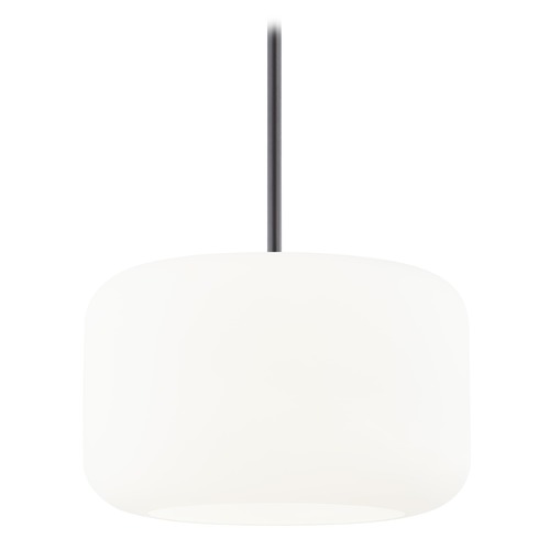 Fest Neuvelle Bronze Mini-Pendant Light with Large Satin White Drum Glass