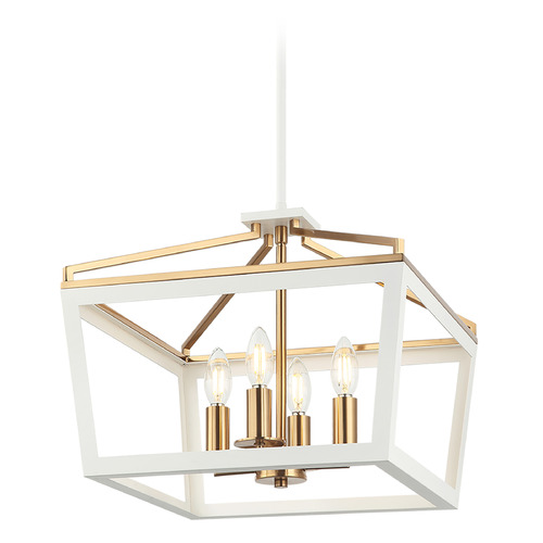 Matteo Lighting Mavonshire White & Aged Gold Brass Pendant Light