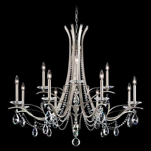 Schonbek Worldwide Lighting Vesca Antique Silver Crystal Chandelier
