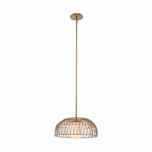 18-Inch Convertible Rattan Pendant in Natural Brass by Meridian