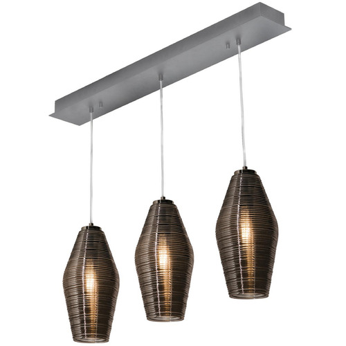 Afx Lighting Mila Satin Nickel Multi-Light Pendant with Oblong Shade