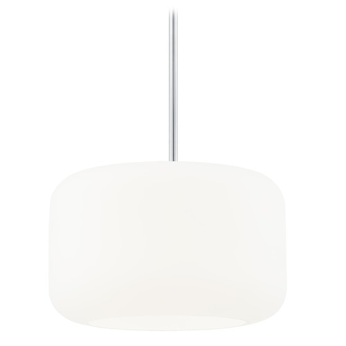 Fest Chrome Mini-Pendant Light with Large Satin White Drum Glass