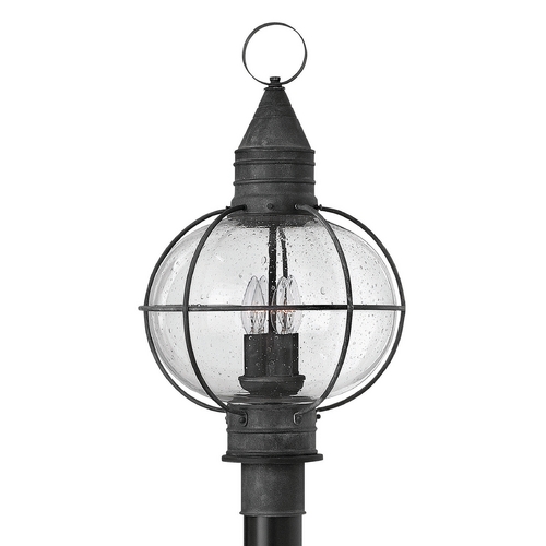 Seeded Glass Outdoor Post Light Zinc by Hinkley Lighting