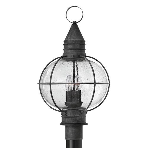 Hinkley Seeded Glass Outdoor Post Light Zinc Hinkley 2201DZ