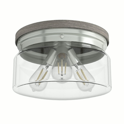 Hunter Fan Company Devon Park Brushed Nickel & Grey Wood Flushmount Light