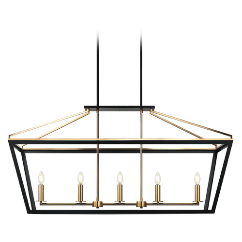 Matteo Lighting Mavonshire Black & Aged Gold Brass Island Light