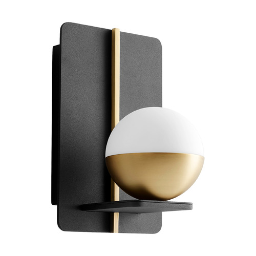 Oxygen Iota Black W/ Aged Brass LED Sconce
