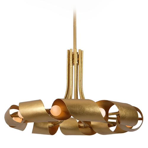 Kalco Lighting Ribbon Bright Gold Leaf Pendant Light