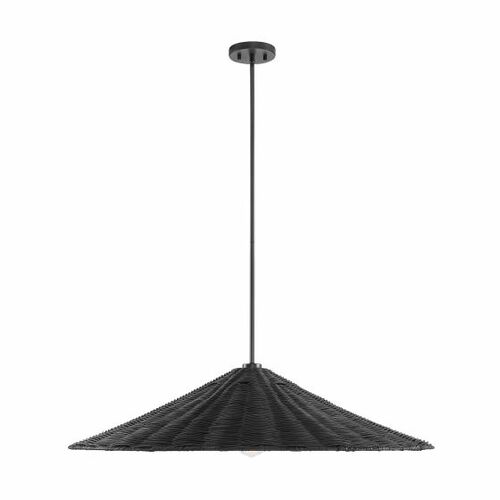 Meridian 35-Inch Rattan Pendant in Matte Black by Meridian M7042MBK