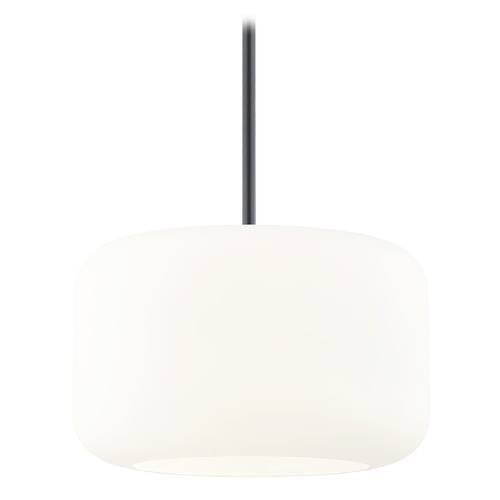 Design Classics Lighting Fest Matte Black Mini-Pendant Light with Large Satin White Drum Glass 531-07 GL1069-WH
