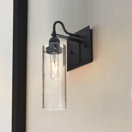 Besa Lighting Seeded Glass Sconce Black Juni 10 by Besa Lighting 1WG-JUNI10CL-BK