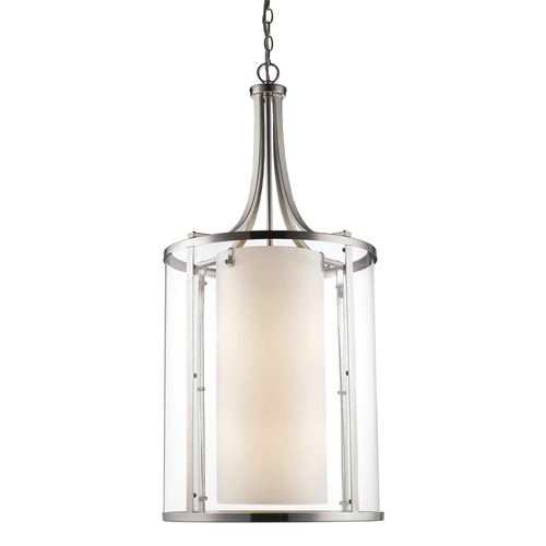 Z-Lite Z-Lite Willow Brushed Nickel Pendant Light with Cylindrical Shade 426-12-BN