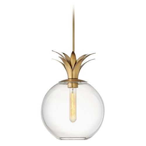 Hinkley Palma 10.75-Inch Pendant in Heritage Brass with Clear Glass 41927HB
