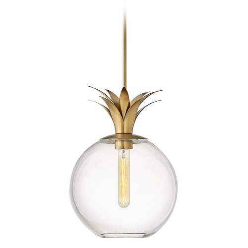 Palma 10.75-Inch Pendant in Heritage Brass with Clear Glass by Hinkley Lighting