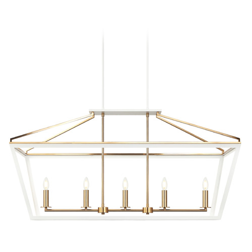 Matteo Lighting Mavonshire White & Aged Gold Brass Island Light