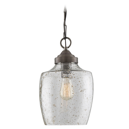 Capital Lighting Stoney 9-Inch Stone Seeded Pendant in Dark Pewter by Capital Lighting 330414PW
