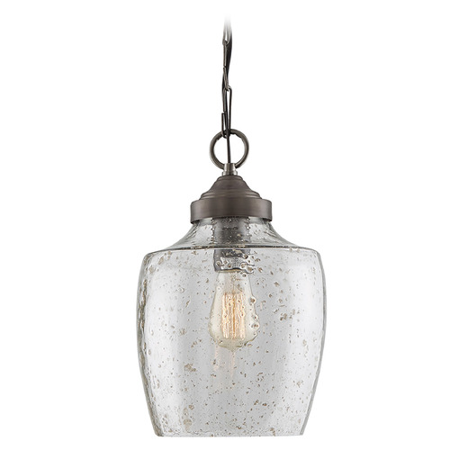 Stoney 9-Inch Stone Seeded Pendant in Dark Pewter by Capital Lighting