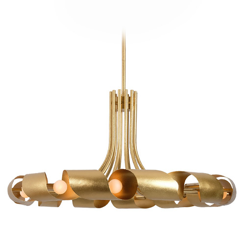 Kalco Lighting Ribbon Bright Gold Leaf Pendant Light