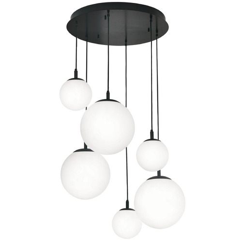 AFX Lighting Afx Lighting Loretto Black Multi-Light Pendant with Globe Shade LRTP99MBBKRND6