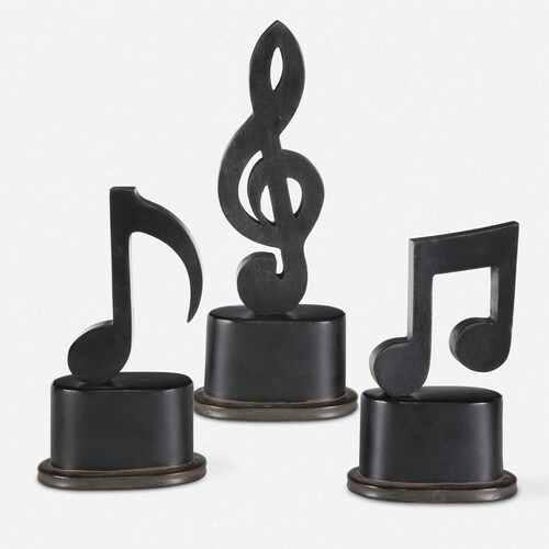 Music Notes Set of 3 in Aged Black by Uttermost Lighting